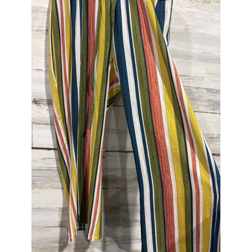 Travel Elements Pants Women L Multi Color Striped Wide Leg Boho EUC - Picture 2 of 4